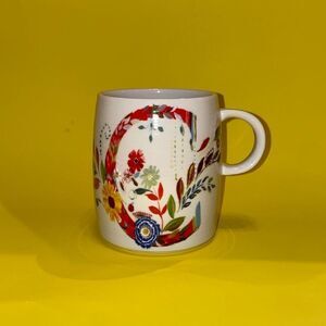 Anthropologie Starla M. Halfmann Initial C Floral Mug NWOT